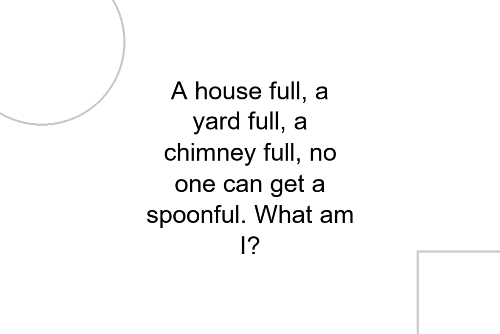 A house full, a yard full, a chimney full, no one can get a spoonful. What am I?