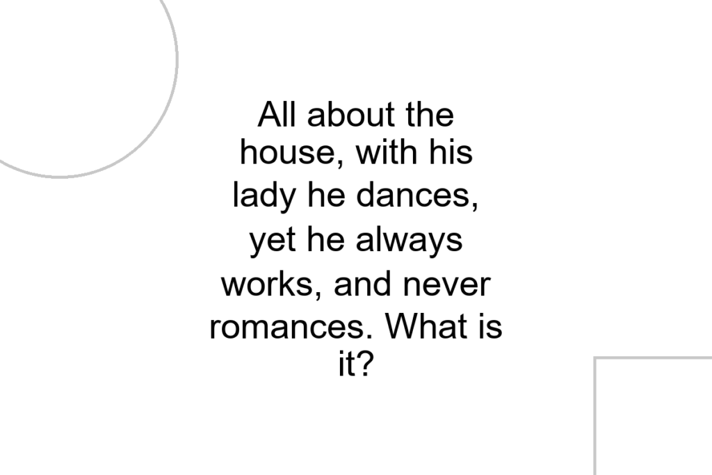 All about the house, with his lady he dances, yet he always works, and never romances. What is it?