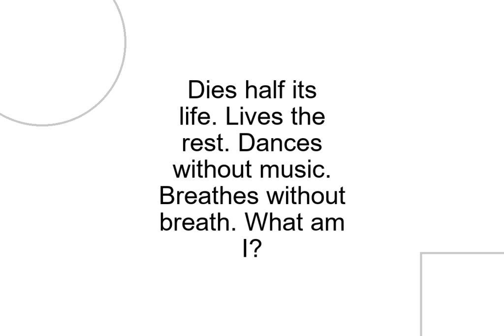 Dies half its life. Lives the rest. Dances without music. Breathes without breath. What am I?