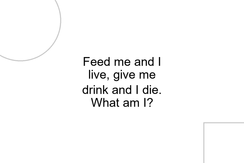 Feed me and I live, give me drink and I die. What am I?