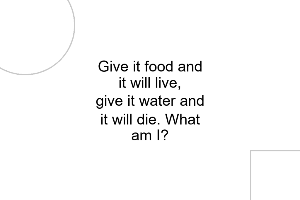 Give it food and it will live, give it water and it will die. What am I?