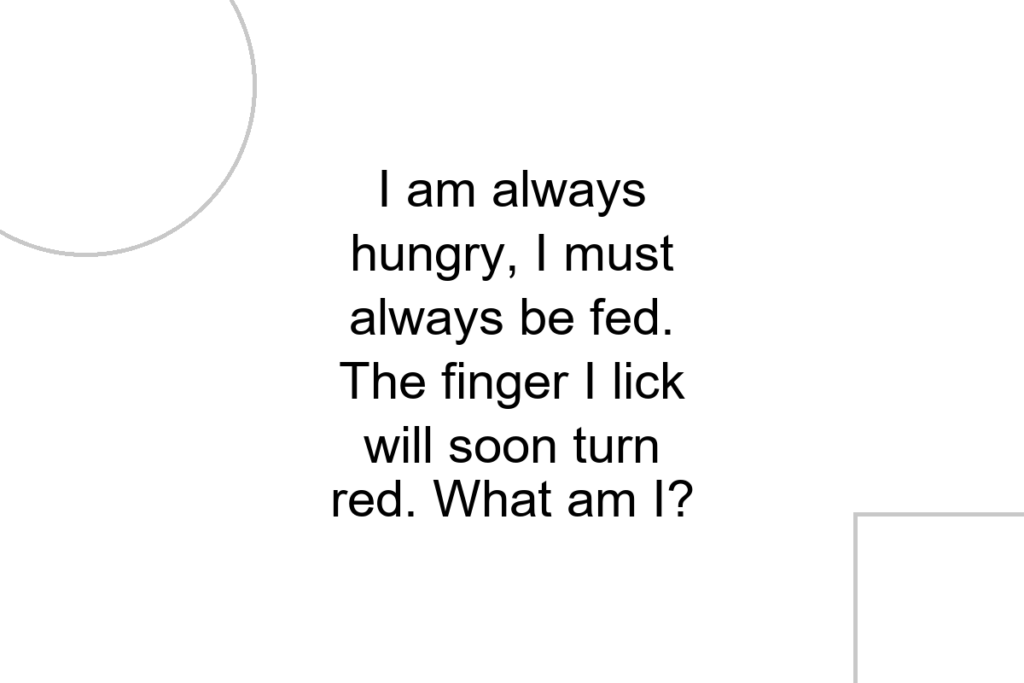 I am always hungry, I must always be fed. The finger I lick will soon turn red. What am I?