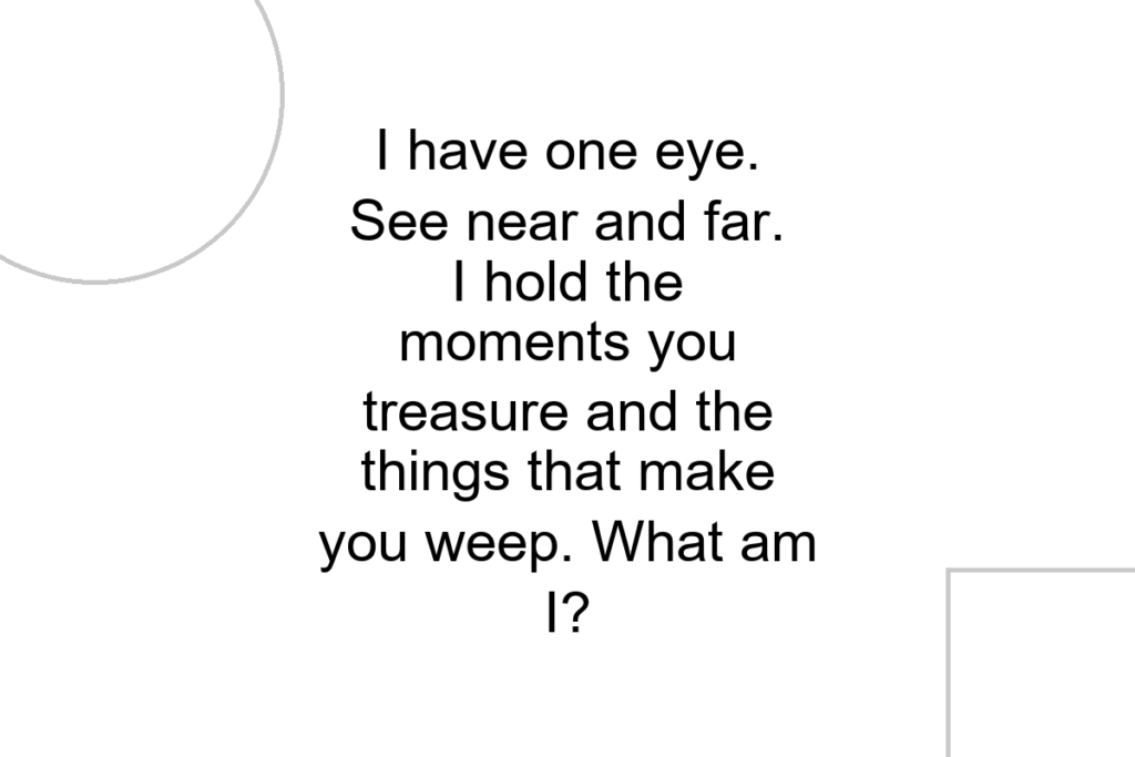 I have one eye. See near and far. I hold the moments you treasure and the things that make you weep. What am I?