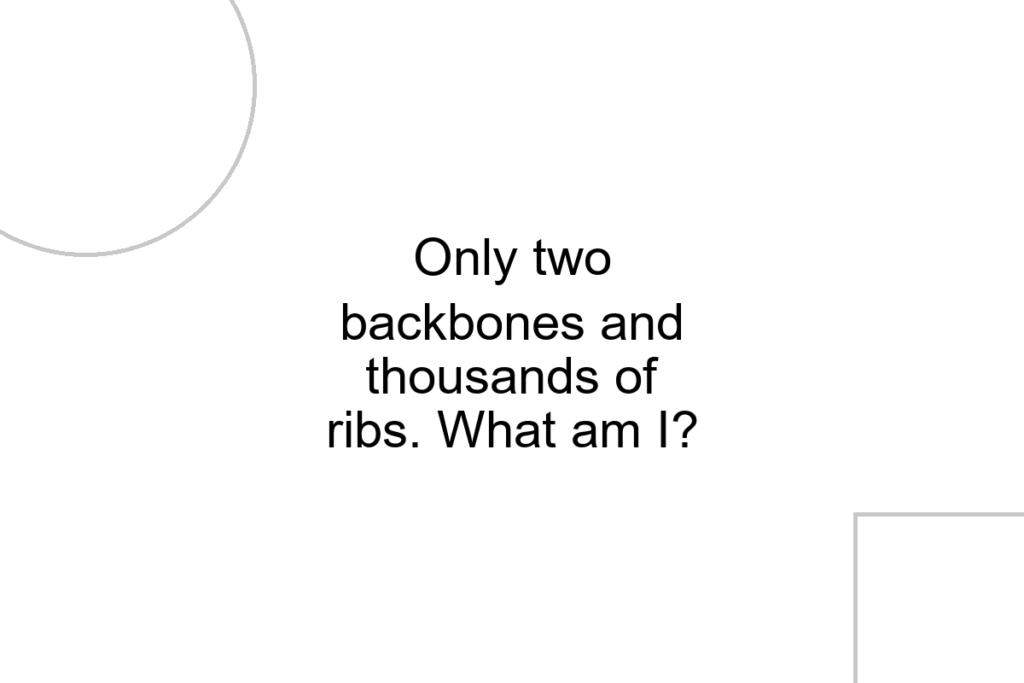 Only two backbones and thousands of ribs. What am I?
