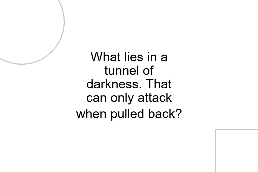 What lies in a tunnel of darkness. That can only attack when pulled back?